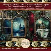 Vintage Framed Christmas Scrapbook Paper Antique Window Scenes & Holiday Landscapes: For Junk Journals, Collages & Crafting