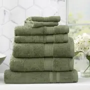 7pc Renee Taylor Stella Hand/Bath Towel/Mat Set Soft Bamboo Cotton 650 GSM Jade
