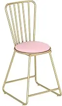 Vanity Chair Dressing Chair with Backrest for Women and Girl, Gold Dining Chair Multipurpose Lounge Chair for Dressing Table, Bedroom, Dressing Room(Pink)