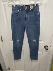 Levi's SilverTab Mini Mom Eco Ease Girls Jeans Size 12 Regular Blue Rise 25 x 25