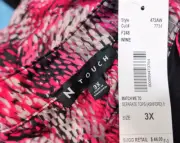 N Touch Women Plus Size 1x 2x 3x Black Fuchsia Pink Tunic Top Blouse Shirt