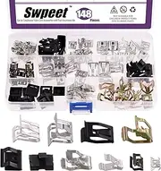 Swpeet 100Pcs 10 Sizes 7.9mm 10mm 11mm 13.1mm 14.1mm 15.3mm 15.8mm 16mm 17.3mm 18.2mm Metal Trim Panel Spring Clip Auto Car U-Clip Trim Moulding Clip Kit Compatible with VW Audi 4A0-867-276A