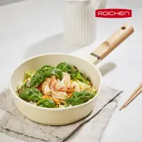 在飛比找momo購物網優惠-【Roichen】韓國抗菌陶瓷不沾深炒鍋 20cm(萊姆米黃