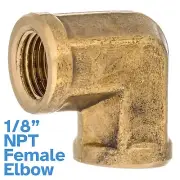 Threaded Brass Elbow 1/8" NPT Female To Female Pipe Fitting 90 Degree Connector