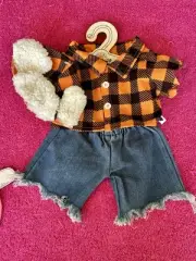 Build a bear werewolf outfit orange plaid checkers