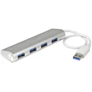 Star Tech 4-Port Portable USB 3.0 Hub 5Gbps For Mac/Windows/ChromeOs SLV & WHT