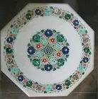 21 Inches Marble Indoor Table Top Gemstone Inlay Work Coffee Table Top for Hotel