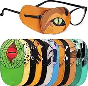 Newcotte 12 Pcs Eye Patch for Kids Toddler Reusable Adjustable Girls Boys Eyepatch for Glasses Left or Right Eye Patch, Assorted Patterns(Spooky)