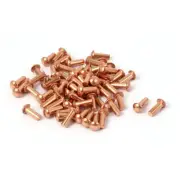 3mm x 8mm Round Shaft Copper Solid Rivets Fasteners Hardware Gold Tone 60 Pcs