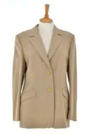#28 AQUASCUTUM LONDON Camel Lady Woman Pea coat Blazer Jacket 100% wool - NEW