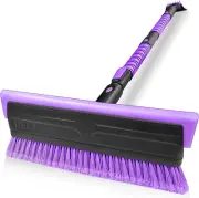 51" Heavy Duty Snow Brush & Ice Scraper for SUVs - Foam Grip, Purple