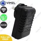 24/7 WIFI Wireless 64GB Power Wall Adapter Plug Security Home Camera Spy hidden