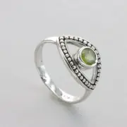 Round Green PERIDOT Oval Ring - Multiple Sizes - 925 STERLING SILVER #34e