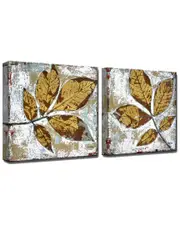Ready2HangArt Gilded Autumn Leaves 2pc Wrapped Canvas Wall Art by Norman Wyatt
