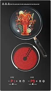Electric Cooktop 2 Burners, Electric Stove Top 3000W, Double Induction Cooktop Built-in 240V, 9 Heating Level, Timer & Kid Safety Lock, Sensor Touch Control