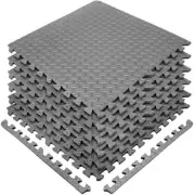 SIVAN HEALTH AND FITNESS PUZZLE EXERCISE MAT EVA FOAM INTERLOCKING TILES GRAY