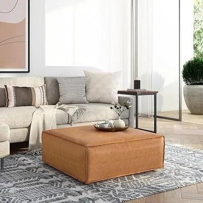 Moroccan Leather Ottoman Handmade Home Decore Pouffe Footstool 30'' Unstuffed Ne