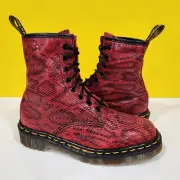 Dr. Martens Doc England MIE Rare 90's Vintage Red Boatex 1460 Boots UK4 US6