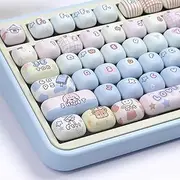 Venit Keys PBT Cute Keycaps, Blue MOG Profile, 139 Keys, Rounded Custom Keycap Set for MX Cherry Mechanical Keyboard 60 75 100 Percent