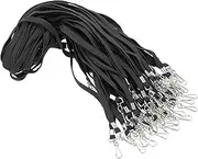 uxcell 47cm Lanyards Bulk, 50pcs Teacher Lanyards for ID Badges Keys Badge Lanyard Durable Personalized with Clip for ID Card, Black