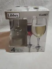 Libbey CLARET Wine Glasses Goblets Stemware Set of 4 10.5oz Glasses 310mL