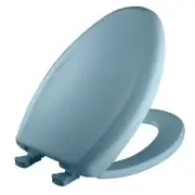 Soft Close Elongated Plastic Closed Front Toilet Seat in Twilight Blue Removes f