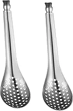 TOPPERFUN Mirror Polished Stainless Steel Colander Scoop 2pcs Small Slotted Spoon for Cooking