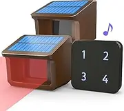 1/2Mile Solar Driveway Alarm System-Up to 70FT Wide Sensor Range 3 Adjustable Sensitivities-Fully Weatherproof Outdoor Motion Sensor&Detector DIY Security Alert System-1 Receiver and 2 Sensors KIT
