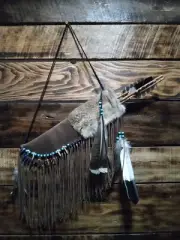 Decorative leather Quiver with 3 pcs rivercane arrows wall hanging homedecor