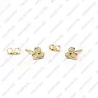 Trio Real Diamond Tiny Studs Earrings Piercing Nose, Ear, Helix Jewelry 14k Gold