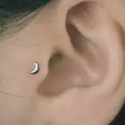 16G 5/16" Titanium Internally Threaded Moon Ear Tragus Flatback stud Labret Ring