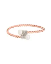 Meshmerise 18K Rose Gold Vermeil 0.15 ct. tw. Diamond Pearl Mesh Bangle Bracelet