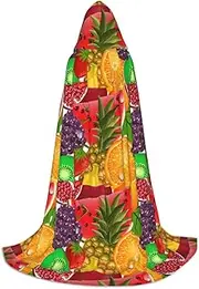 SKKNT Fresh Fruits Pineapple Print Halloween Hooded Cloak Full Length Cape With Hood For Men And Women For Carnival