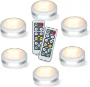 Battery Operated Puck Lights with Remote Control, LED under Cabinet Lighting, 6P