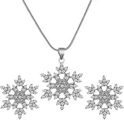 [Healeved] 1Set Rhinestone Snowflake Necklace and Earring Jewelry for Women Elegant Crystal Jewelry for Weddings and Special Occasions Dazzling Full Rhinestone Design
