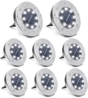 Paquete de 8 luces solares blancas para el suelo, 8 LED impermeables