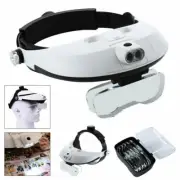 Head-Mounted Magnifier Jeweler Magnifying Glass Loupe Magnifier Visor 2 LED Lamp
