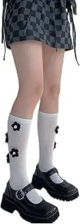 Esdlajks Lolita Socks Yarn Flower Cute Girl Lolita Socks Autumn and Winter Pile Socks (Color : White, Size : One Size)