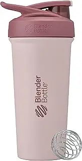 BlenderBottle Strada Sleek Shaker Cup Insulated Stainless Steel Water Bottle with Wire Whisk, 25-Ounce, Red/Tan (Sahara Sunset)
