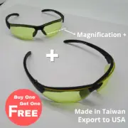 Sunglasses TR90 Frame, Yellow 2.0 mm pc ​Bifocal lens+Anti-fog Magnification+1.5