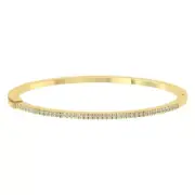 10K Yellow Gold Diamond Bangle Bracelet for Women 5/8 Cttw, I2-I3 Clarity, 6.5"