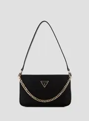 GUESS Women's Eco Gemma Mini Top Zip Shoulder Bag in Black, Polyester