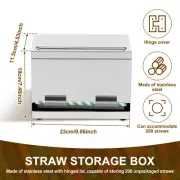 Straws Dispenser Organizer with Metal Lid Sturdy Straw Dispenser Holder guvHO