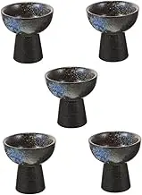 MAGICLULU 5pcs Ceramic Footed Dessert Bowl Snack Bowl Ice Appetizers Fruits for Party