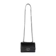 [Valentino Garavani] Valentino Garavani-Black Leather Chain 1 Small Shoulder Bag-Donna OS OS