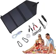 Solar Battery Charger - Solar Battery Generator Panel Tri-Fold Portable | 100w Double USB Laptop Smartphone Tablet Power Bank for Fishing, Road Trip
