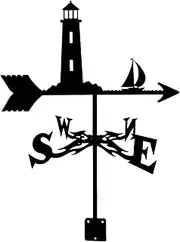 Wind vanes, Outdoor Garden Motor Skiers Lighthouse Metal Weathervane, Stainless Steel Weather Vane with Roof Mount Wind Direction Indicators Professional Measuring Tools