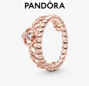 100% Genuine Authentic Pandora Rose Princess Tiara Crown Ring 180880CZ-56 UK O
