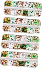 Healeved 1set Xmas Nail Decal Christmas Nail Glitter DIY Manicure Confetti Manicure Sequin Winter Decor Christmas Decor Decoration Sequins Abs 4boxes