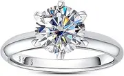 [AimiIee] Moissanite Ring, 0.5/1/1.5/2/2.5/3CT Round Brilliant Cut Moissanite Diamond Six Prong Solitaire Engagement Ring Gold Plated 925 Sterling Silver Promise Wedding Rings for Women with Certificate